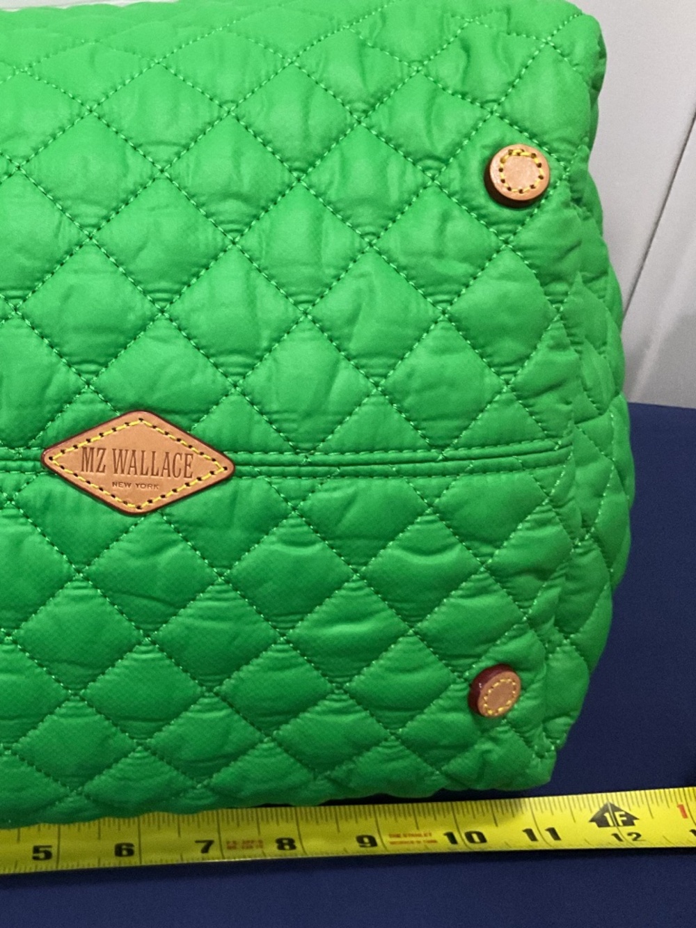 MZ Wallace Quilted Tote Bag | Green Grass | Multi-Pocket Crossbody - Picture 4 of 10